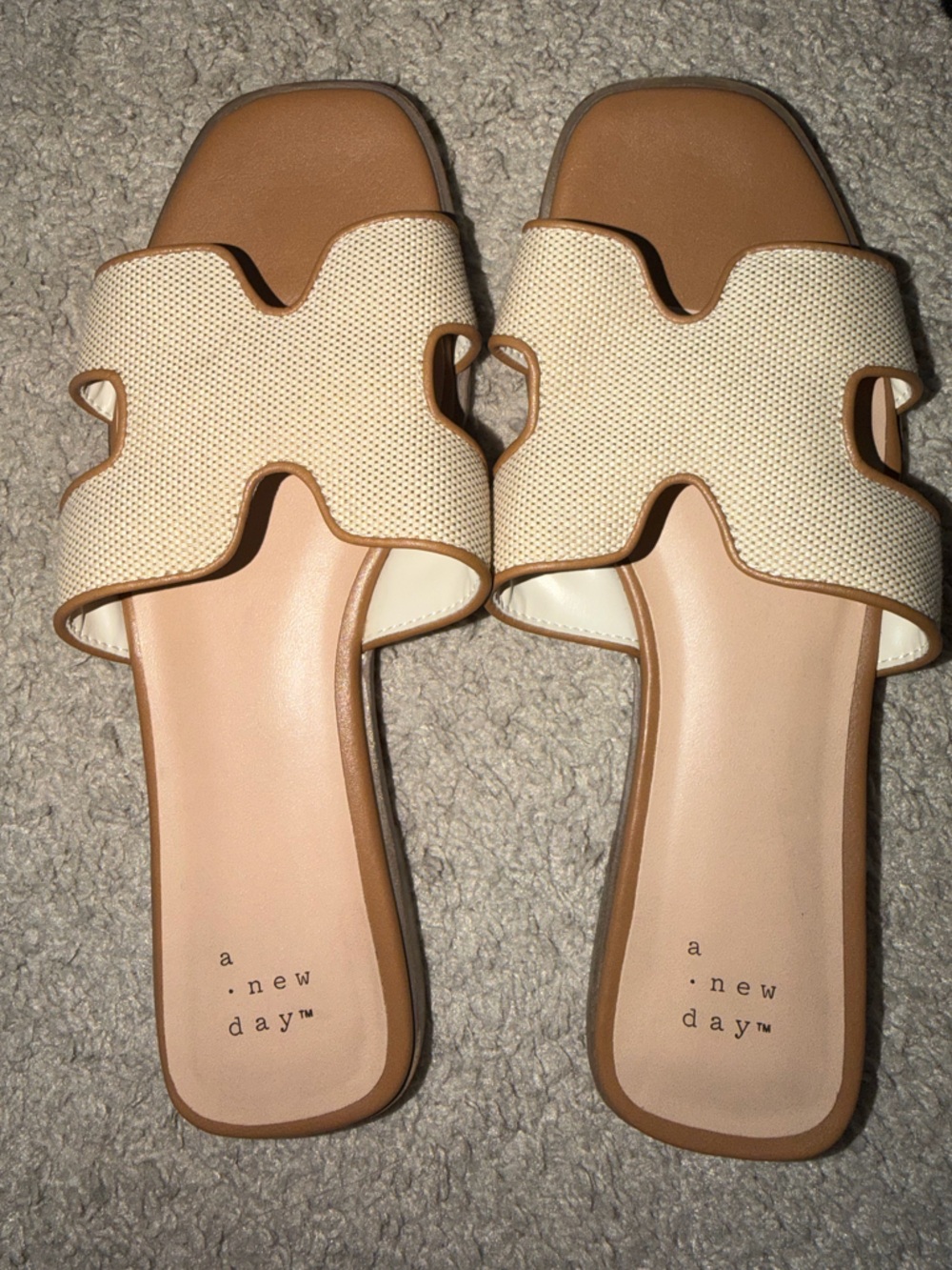 a new day Cream and Tan Slide Sandals - Open-Toe Slip-On